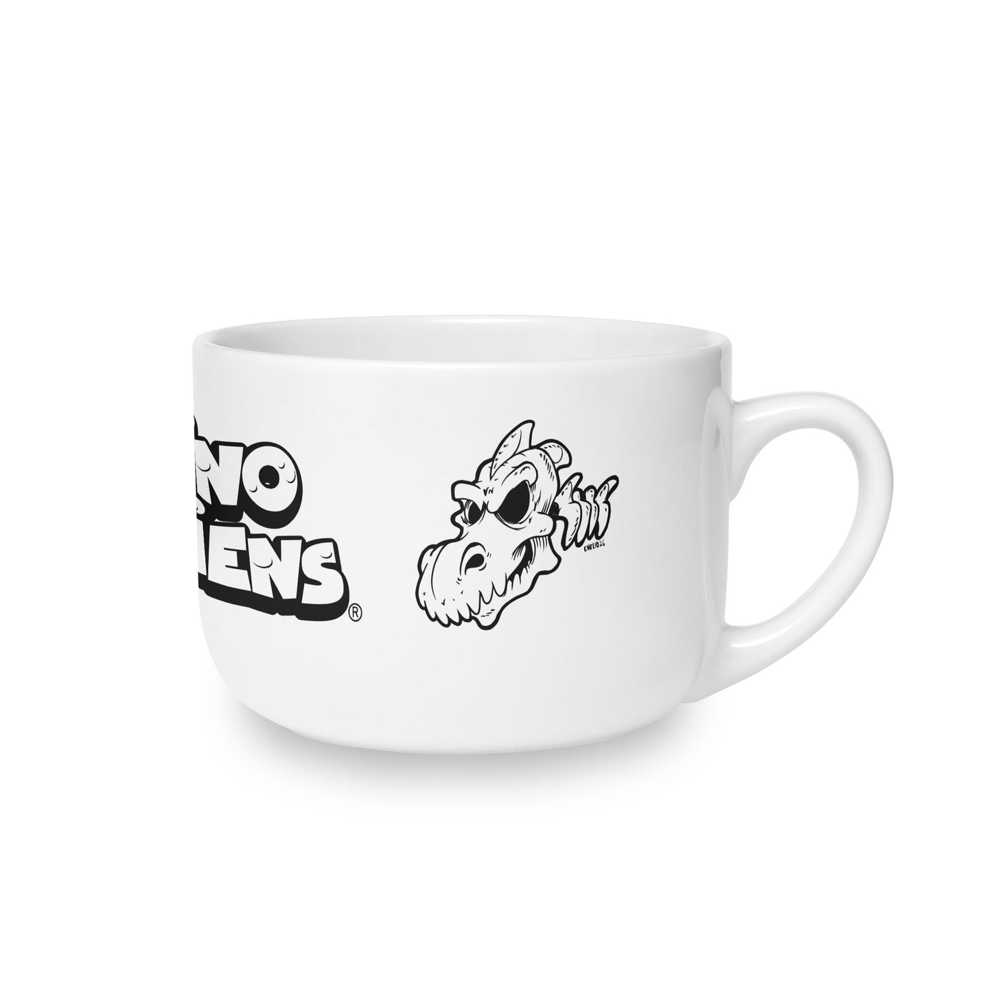 Dino Sapiens 25oz -Prof. Fósil Ceramic Latte Mug — Large Retro Dinosaur Coffee Cup