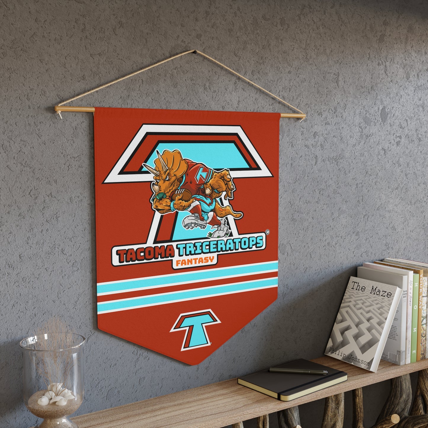 Tacoma Triceratops Pennant — Retro Sports Team Wall Banner