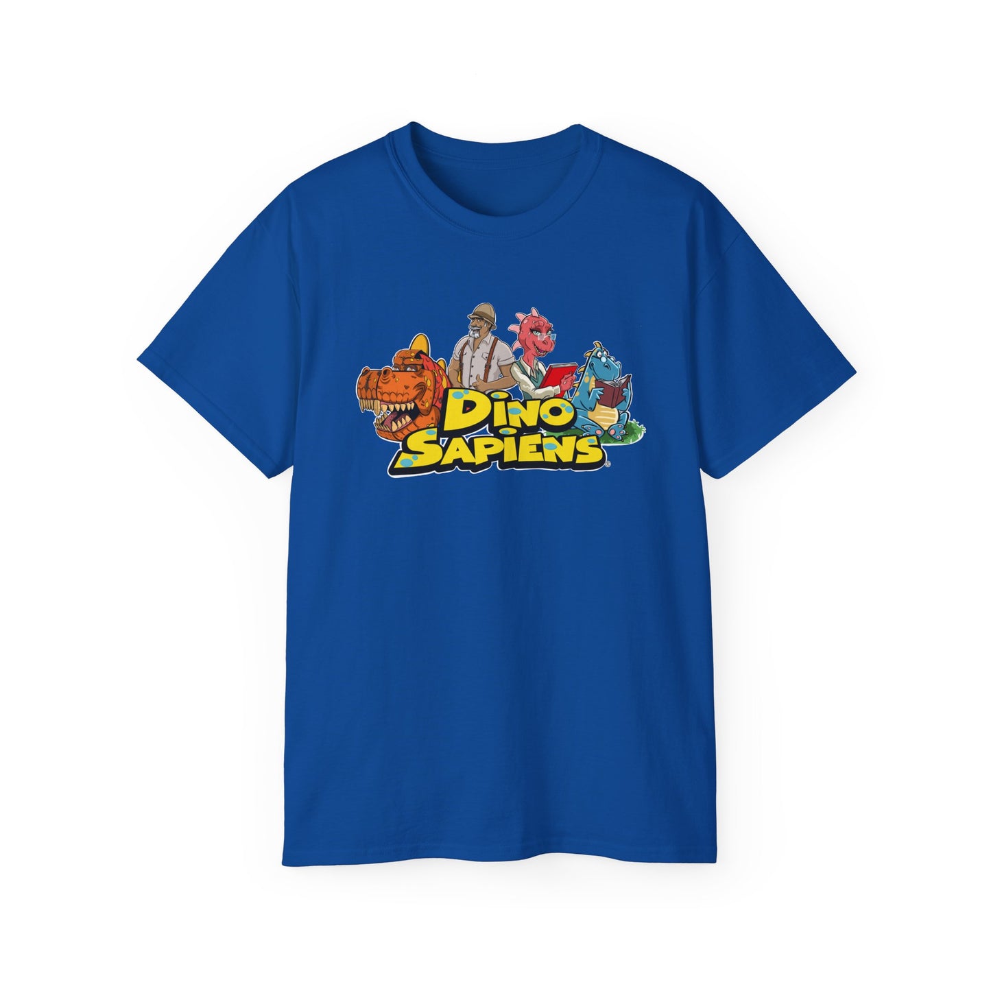 DinoSapiens Logo with Characters by MundoMonito Unisex Ultra Cotton Tee