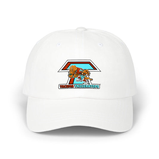 Tacoma Triceratops Dad Cap — Retro Surfing Triceratops Embroidered Hat Designed by Yorch Enciso