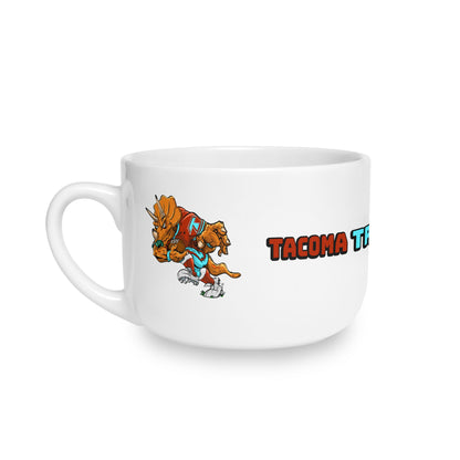 Tacoma Triceratops Ceramic Latte Mug — 25oz Dinosaur Coffee Cup Designed by Yorch Enciso