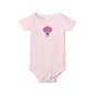 Tricy- DinoSapiens - Infant One-Piece — Cute Pink Triceratops Face "Tricy" Bodysuit (Dino-Saurus Back Logo)