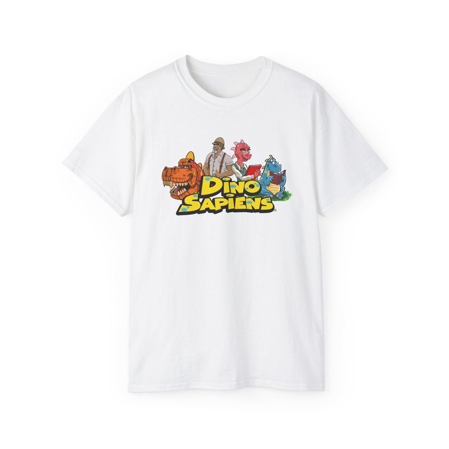 DinoSapiens Logo with Characters by MundoMonito Unisex Ultra Cotton Tee