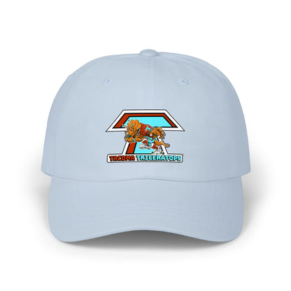 Tacoma Triceratops Dad Cap — Retro Surfing Triceratops Embroidered Hat Designed by Yorch Enciso