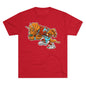 Tacoma Triceratops Football Tee - RED— Vintage Dino Mascot Crew Shirt Designed by Yorch Enciso