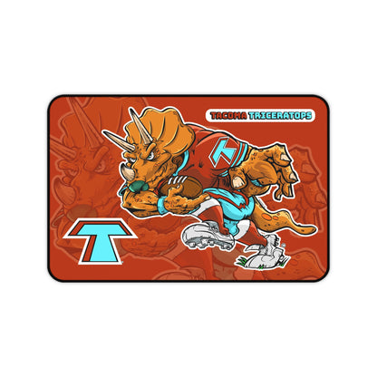 Tacoma Triceratops Mascot Gamer Desk Mat — Tacoma Triceratops Football Design