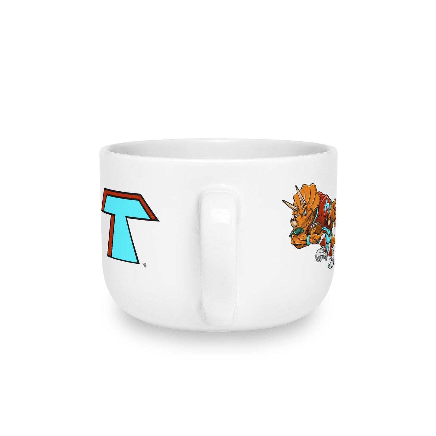 Tacoma Triceratops Ceramic Latte Mug — 25oz Dinosaur Coffee Cup Designed by Yorch Enciso
