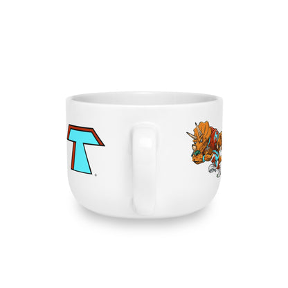 Tacoma Triceratops Ceramic Latte Mug — 25oz Dinosaur Coffee Cup Designed by Yorch Enciso