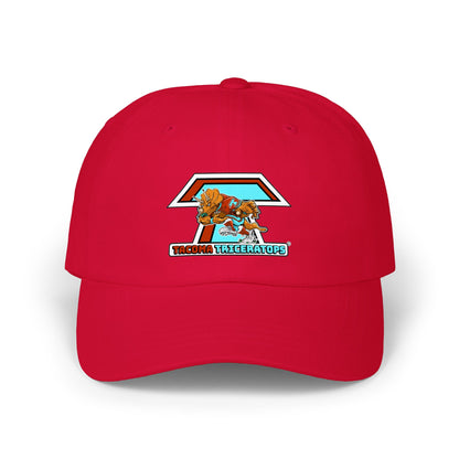 Tacoma Triceratops Dad Cap — Retro Surfing Triceratops Embroidered Hat Designed by Yorch Enciso