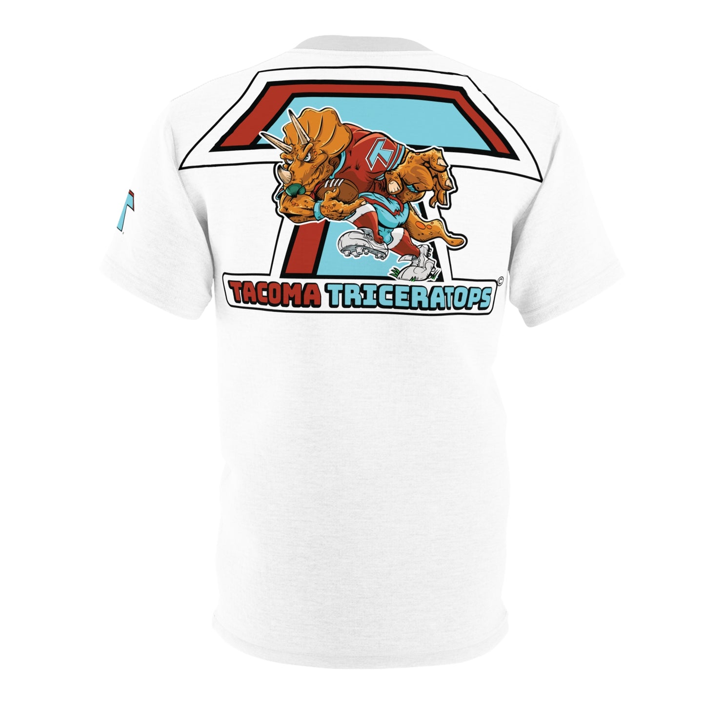 Triceratops Football Tee — Retro Dino Mascot Rugby Shirt