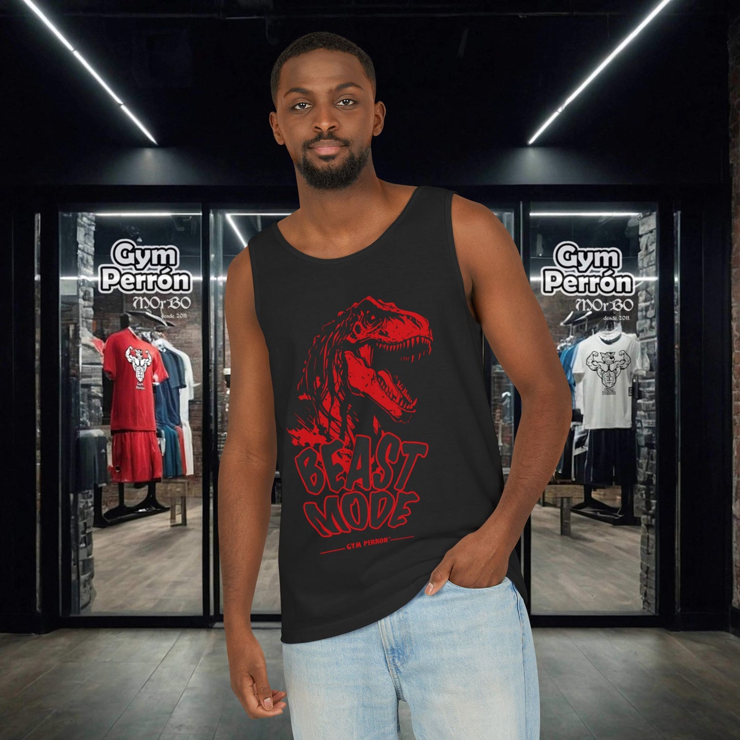 Beast Mode - Xtreme Red  - by Gym Perron Unisex Garment-Dyed Tank Top