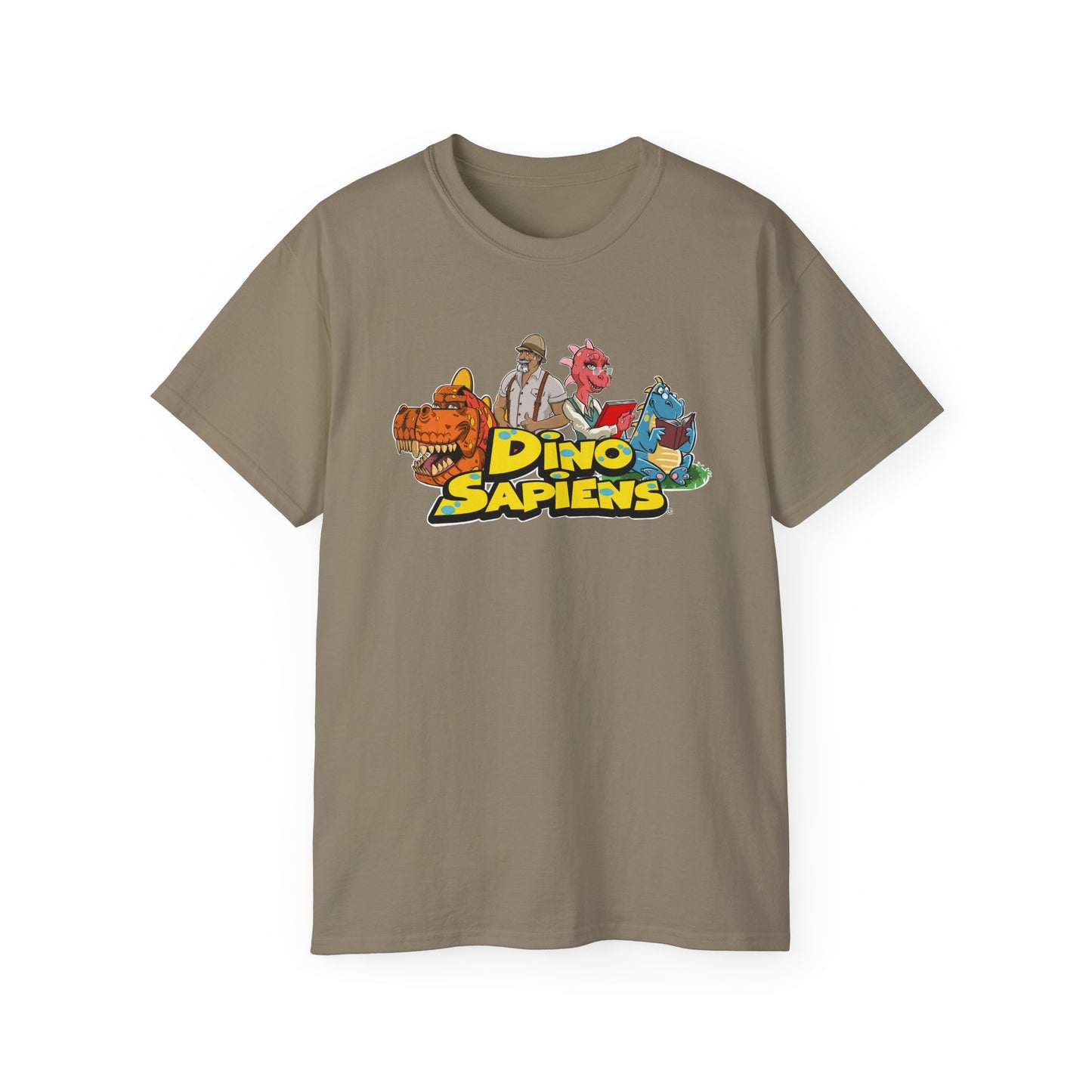 DinoSapiens Logo with Characters by MundoMonito Unisex Ultra Cotton Tee