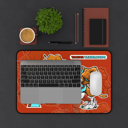 Tacoma Triceratops Mascot Gamer Desk Mat — Tacoma Triceratops Football Design