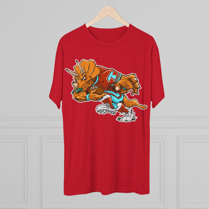 Tacoma Triceratops Football Tee - RED— Vintage Dino Mascot Crew Shirt Designed by Yorch Enciso