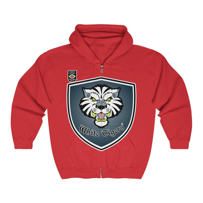 White Tigers Fantasy - Unisex Heavy Blend™ Full Zip Hooded Sweatshirt